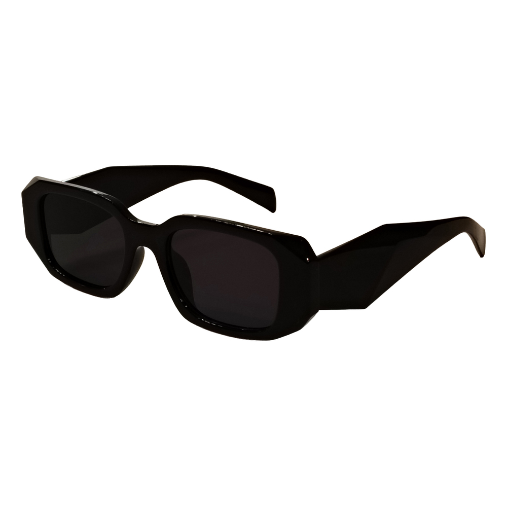 Retro black dark-tinted square-framed sunglasses